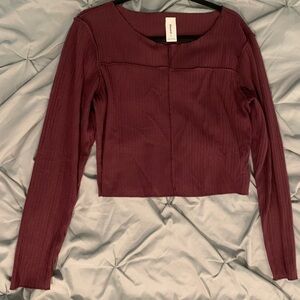 Abound Maroon Ribbed Top